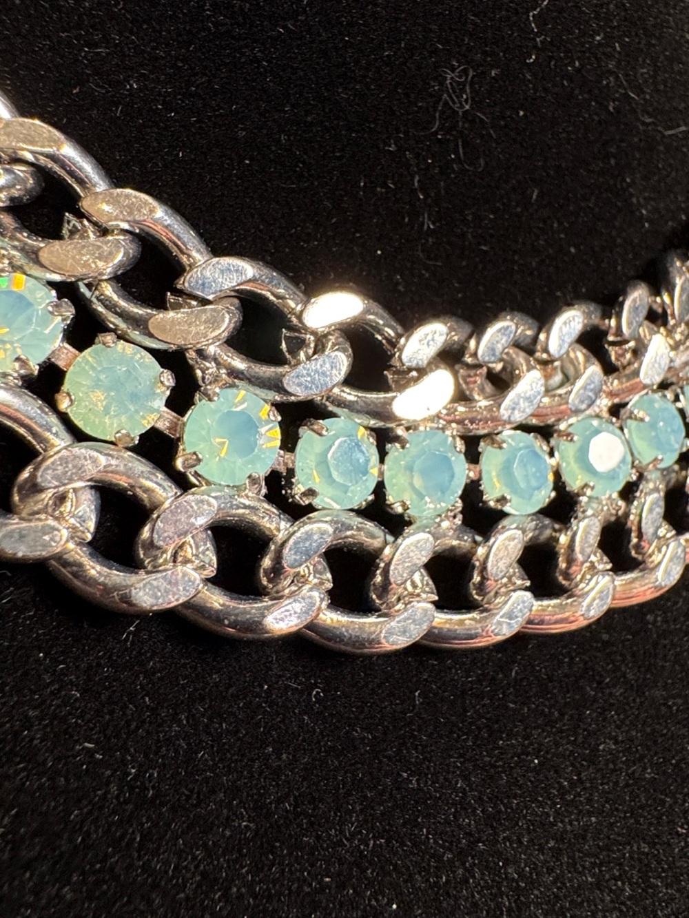 R.J. Graziano Silver-Tone Choker with Opal Aqua Blue Stones - Picture 2 of 8